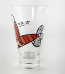 Copo em vidro decorado coleção Romero Britto ano 2007, capacidade 300 ml. Medida aproximada altura 14,5 cm