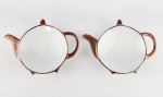 2 porta sachê em formato de bule para chá em porcelana manufatura Gromwell&Morgan . Medidas aproximadas 12 x 9 cm