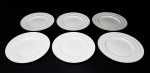 6 pratos para sobremesa em porcelana na cor branca manufatura Wolff. Medida aproximada diâmetro 21,5 cm