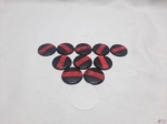 Time de futebol de botão do Flamengo em galalite, com palheta transparente. Medindo cada botão 3cm de diâmetro.