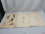 Jogo de 3 gravuras de Nureyev Caribe. Medindo 46cm x 32cm.