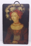 QUADRO - Reproduções - 'Retrato Feminino" Cranach, Lucas - O velho. Med. 36x24 cm.