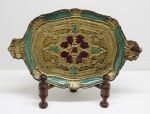 ERSOS - Bandeja italiana com rica douração. Med. 30x19 cm.