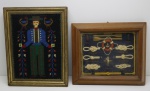 QUADROS - Lote de 2 quadros, sendo 1 com nós de marinheiro e 1 artesanal, feito em lã. Med. 28x23 cm e 23x27 cm.