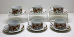 PORCELANA - Conjunto de xícaras chá e pires. Med. 5 cm.