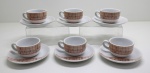 PORCELANA - Conjunto de xícaras café e pires. Med. 4,5 cm.