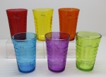 DEMI CRISTAL - Lote de 6 copos coloridos. Alt. 12,5 cm.