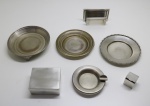 METAL - Lote de 7 peças em metal espessurado a prata. Med. 3x15 cm e 3x3x3 cm.