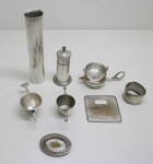 METAL - Lote de 8 peças diversas em metal espessurado a prata. Maior 20 cm e 4 cm.