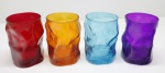 DEMI CRISTAL - Lote de 4 copos coloridos. Med. 11 cm.