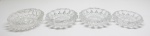 DEMI CRISTAL - Lote de 4 cinzeiros moldados. Med. 4x13 cm e 3x11 cm.