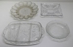 DEMI CRISTAL - Lote de 4 travessas diversas. Med. 19 cm e 33x21 cm.