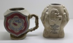 COLECIONISMO - Lote de 2 canecas de chopp. Maior 16 cm e menor 14 cm.