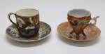 PORCELANA - Lote de 2 xícaras café. Med. 5 cm e 5,5 cm.