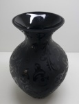 DEMI CRISTAL - Vaso floreira, satine moldado. Alt. 27 cm.