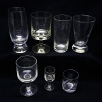 DEMI CRISTAL - Lote de 7 copos e taças diversas. Alt. maior 16,5 cm e menor 6,5 cm. Bicados.