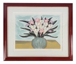 FANG, CHEN KONG (1931-2012)  VASO COM FLORES  SERIGRAFIA  ASSINADA E DATADA 89. TIRAGEM MUITO CURTA (NUMERO 42 DE 190). BELA OBRA DO MESTRE DO FIGURATIVISMO BRASILEIRO. 45 X 57 (DESCONSIDERANDO-SE O TAMANHO DA MOLDURA)NOTA: Kong Fang Chen (Tung Cheng, China 1931 - São Paulo SP 2012). Pintor, desenhista, gravador e professor.Estuda sumiê e aquarela na China em 1945. Vem morar em São Paulo com a família em 1951, naturalizando-se brasileiro em 1961. Entre 1954 e 1956, estuda pintura comYoshiya Takaoka (1909-1978)em São Paulo. Faz sua primeira exposição individual em 1959, no Clube dos Artistas Plásticos de São Paulo. Entre 1965 e 1967, tenta a linhaabstracionista, que abandona para retornar ao figurativismo. Em 1972, leciona na Faculdade de Belas Artes de São Paulo. Viaja, em 1977, para a América do Norte, Europa e Ásia, onde desenvolve o seu trabalho de pintura. Em 1981, é realizado o curta metragem biográficoO Caminho de Fang, em São Paulo. Visita a China convidado pelo governo chinês em 1985, visitando locais de interesse artístico.