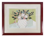 FANG, CHEN KONG (1931-2012)  VASO COM FLORES  SERIGRAFIA  ASSINADA E DATADA 89. TIRAGEM MUITO CURTA (NUMERO 118 DE 190). BELA OBRA DO MESTRE DO FIGURATIVISMO BRASILEIRO. 45 X 57 (DESCONSIDERANDO-SE O TAMANHO DA MOLDURA)