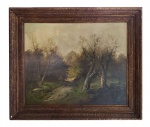 ARMAND CHARNAY (1844-1916)  LA CUEILLETTE DU BOIS DE CHAUFFAGE (JUNTANDO LENHA) RESTA  OST  ASSINADO CANTO INFERIOR DIREITO.  MUITO GRANDE E BELO QUADRO DE ARMAND CHARNAY REPRESENTANDO FLORESTA COM  FIGURA FEMININA RECOLHENDO LENHA. LINDA MOLDURA ENTALHADA E FINALIZADA COM DOURAÇÃO. FRANÇA, FINAL DO SEC. XIX. 120 (C) X 99 CM.NOTA: Pintor e fiel testemunha da sociedade francesa da Belle Époque à Grande Guerra, depois de ter sido aluno de Gleyre e de Gérôme e ter obtido o segundo Grande Prémio de Roma, teve muito sucesso no Salon des Artistes Français exibindo uma obra variada, da pintura histórica, cenas de gênero, paisagens e temas naturalistas. Conhece desde muito cedo o sucesso no Salão dos Artistas Franceses, oferecendo uma obra variada desde pintura histórica para cenas de gênero, paisagens e temas naturalistas.