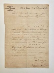 DUQUE DE CAXIAS  CARTA DO DUQUE DE CAXIAS (LUIZ LAVES DE LIMA E SILVA) COMO PRESIDENTE DO CONSELHO DE MINISTROS DO GABINETE DE 1875 (CONHECIDO COMO GABINETE CAXIAS) ENDERAÇADA AO MINISTRO DOS NEGÓCIOS DO IMPÉRIO CONSELHEIRO JOSÉ BENTO DA CUNHA E FIGUEIREDO (FUTURO VISCONDE DO BOM CONSELHO).  TRATA-SE DA CARTA DE EXONERAÇÃO DO CONSELHEIRO COMO MINISTRO. REZA O TEXTO DO DOCUMENTO QUE TEM O TIMBRE DO GABINETE DO PRESIDENTE DO CONSELHO DE MINISTROS: Rio de Janeiro 15 de fevereiro de 1877. Ilustríssimo e Excelentíssimo Sr Conselheiro José bento da Cunha Figueiredo. Remeto a vossa senhoria o Decreto pelo qual Sua Alteza a Princeza Imperial Regente houve por bem condeder a vossa senhoria exoneração do cargo de Ministro e Secretário de Estado dos Negócios do Imperio e comunico a Vossa Excelência que foi indicado para substitui-lo o Deputado Antonio da Costa Pinho e Silva. Vai com minha estima e distinta consideração; De vossa excelência um colega . Duque de Caxias. Trata-se de um raro manuscrito de punho próprio redigido pelo Duque de Caxias, provavelmente como forma de desagravo ao demitido. O documento esta emoldurado.Nota: Caxias exerceu em três ocasiões e por mais de 4 anos descontínuos a chefia do Governo do Brasil ,como Presidente do Conselho de Ministros e cumulativamente como Ministro da Guerra. A 1a vez de 3 set 1856 a 4 mai 1857.A 2a vez de 3 mar 1861 a 24 mai 1863 e a 3a e última vez ,de 22 jan 1875 a 5 jan 1878. Indicado pelo Imperador para presidir o Conselho de Ministros que ele tratava de Ministério e por morte do Marquês do Paraná, assumiu em 3 set 1856,tendo antes rogado ao Imperador que o poupasse por doente e por querer se limitar só a administração do Exército. O Imperador não cedeu e Caxias disciplinado continuou Ministro da Guerra e Chefe de um Gabinete que ele não formara. Em 4 mai 1857 foi substituído por outro Gabinete e passou a ser Conselheiro de Guerra ,função na qual faria muitos projetos como o Plano de Invasão do Paraguai e outro para fazer face a Questão Cristie etc. Em 1861 Gabinete presidido pelo liberal Ângelo Moniz da Silva Ferraz futuro barão de Uruguaiana ,caiu em função de paixões partidárias radicalizadas. E o Imperador procurou um nome de consenso ,acima de partidos e conciliador. E se fixou em Caxias e o chamou mais uma vez ao sacrifício Caxias disciplinado e fiel a sua pátria e ao seu soberano, organizou o Gabinete que viria a garantir a harmonia que se impunha. E em 3 mai 1861 no Senado expôs a Diretriz política do Gabinete: "Os princípios do Gabinete estão indicados pelos precedentes(currículo vitae)das pessoas que dele fazem parte. Os meus colegas e eu somos conhecidos .Por isso penso posso dispensar-me de indicar qual o sentido(rumo) em que dirigimos os negócios da governança(do governo). Entendemos que no presente o pais deseja acima de tudo , a rigorosa observância da Constituição e das leis ,e a mais severa e discreta economia dos dinheiros públicos, atentas as atuais circunstâncias de nosso atual estado financeiro.  Os nossos atos senhores senadores devem valer mais do que aspalavras .Peço a todos que nos julguem por nossos atos ."  Sofreu grande pressão da oposição o seu Gabinete. E resistiu impávido até ele ser afastado por um voto de desconfiança como era usual , sendo susbstituído por Gabinete chefiado por Zacharias de Góes que só resistiu 6 dias , sendo este substituído por Gabinete chefiado pelo Marquês de Olinda -"O Ministério dos Velhos." Em 28 jun 1875 retornou a chefia do Governo com o Ministério São João., assim chamado por formado no dia deste santo. E assim se dirigiu à Assembléia Geral: "Sr Presidente. Chamado ao paço de São Cristovão ,no dia 23 do corrente, fui incumbido por S.M. o Imperador de organizar novo Gabinete de Ministros. Não foi sem muito hesitar que pude resolver-me a aceitar tão árdua tarefa .Porém a minha dedicação à causa pública e ao Chefe do Estado(ao Imperador)não me permitiu escusa. Aceitei pois a honrosa comissão e organizei o Ministério com os cavalheiros que se acham presentes: Visconde do Bom Conselho - Ministro do Império; Visconde de Cavalcanti - Ministro da Justiça; Cotegipe - Ministro dos Estrangeiros e da Fazenda(interino):Barão Pereira Franco - Ministro da Marinha: Thomaz Coelho, Ministro da Agricultura, Comércio e Indústria. O nosso programa de Governo é o seguinte: Manter a paz externa sem quebra da dignidade e direitos do Império. Seremos moderados e justos, observando rigorosamente as leis e resolvendo as questões internas com ânimo desprevinido. Continuaremos a desenvolver a educação e ensino popular e procuraremos obter as providências que podem caber no tempo da presente sessão legislativa. Entre elas mencionarei o orçamento, os auxílios à lavoura e a reforma eleitoral. E por último declararei, se este ministério tiver a honra de presidir as próximas eleições gerais ,fará quanto couber na sua legítima ação para qual a liberdade de voto seja sinceramente mantida .É este o pensamento com que aceitamos o poder nas atuais circunstâncias." Não tocou em problemas políticos pois tinha a missão de pacificar os conservadores deste 1871 divididos com a discussão da lei de 28 setembro. Caxias completou a sua obra pacificadora em prol da Unidade Nacional, ao conseguir por fim a Questão Religiosa ou Questão Episcopo -maçônica, após conseguir que o Imperador assinasse a Anistia, em 17 set 1875 com a ressalva imperial:"Faço votos para que as intenções do Ministério sejam compensadas pelos resultados da Anistia, mas não tenho esperanças disto ." O Imperador era contra a Anistia. A Questão Religiosa surgiu de incidentes entre católicos e maçons, em Pernambuco e Pará. O Chefe do Gabinete era o visconde do Rio Branco, grão mestre da Maçonaria .A Igreja era unida ao Estado. E incidentes entre o Estado e os bispos e entre estes e maçons, culminaram com a condenação pelo Supremo Tribunal a 4 anos de prisão com trabalhos forçados, dos bispos D. Vital de Oliveira ,de Pernambuco e de D. Macedo Costa ,do Pará. E Caxias como Chefe de Governo e contra a idéia do Chefe de Estado ,conseguiu que este assinasse o decreto de Anistia . Caxias como maçon e católico se sentiu a vontade e no dever de mediar esta questão a qual durante os 18 meses de prisão dos bispos tantos estragos fizera ao Estado do Brasil, como viria a se constituir numa das causas da queda do Império em 15 nov 1889. Segundo se conclui, por manifestações feitas a íntimos, Caxias não apreciava a função por desapego ao poder .Ser Chefe do Governo constituía o seu maior sacrificio. O seu Calvário ! E o fazia por obediência a seu soberano quanto este lhe impunha o sacrifício que era compensado com os muitos expressivos avanços que conquistava para o seu Exército de que hoje é patrono. O que talvez no íntimo compensasse o seu calvário. E o desconforto e sofrimentos no exercício da chefia do Governo de que, repetimos, o Exército foi o grande beneficiário, isto fica evidente nas seguintes manifestações a íntimos que vazaram para a posteridade: "Prefiro anos de campanha militar mais dura ,a meses no Ministério ."(Gabinete de Ministros),conforme afirmou ter dele ouvido seu biógrafo monsenhor Pinto de Campos. Ao seu amigo gen Osório escreveu certa feita conforme consta da sua biografia realizada por seu filho e neto: "Hoje(depois da guerra) toda a minha estratégia será empregada em me livrar de alguma pasta (Gabinete de Ministros),de que sempre tive mais medo do que das baterias de Lopes." Durante as crises políticas afastava-se do Paço Imperial, segundo escreveu a familiar, "com medo de alguma atracação(abordagem) do Homem de São Cristóvão." Em 1862 desabafou mais uma vez com seu amigo gen Osório."Não se pode ser ministro (Chefia do Gabinete de Ministros),neste tempo meu amigo, porque os ingratos e os descontentes são muitos ,pois não se pode contentar a todos os pretendentes , e rogo que o Imperador não se lembre de min para tal cargo, pois dele não colho senão desgostos e despesas .E, mesmo o perdimento de algumas amizades velhas ,sem conservar-mos as novas ,porque estas vem com a pasta, ficam com ela ou com quem a rege." Caxias sofria então a grande dor pela perda de seu único filho varão o cadete Luizinho. Mas o Imperador ainda se lembraria dele para a chefia do Governo 13 anos mais tarde, quando teve necessidade de se afastar do Brasil por motivo de viagem e deixar nas rédeas do Governo um homem de sua inteira confiança.Caxias agora sofria a imensa dor e solidão pela perda da esposa .E assim ele narrou em carta à filha mais velha ,mais tarde baronesa de Santa Mônica," a atracação que sofreu do Homem de São Cristovão" para pela 3a e última vez chefiar o Governo do Brasil como Presidente do Conselho de Ministros: "Minha querida filha,17 jul 1875. Só hoje ,que é domingo, me deixaram um instante disponível para responder sua carta de 3 do corrente. Estou minha cara filha ,apesar de todos os meus protestos em contrário, outra vez Ministro da Guerra e Presidente do Conselho. Você deve fazer idéia dos apuros em que me vi para cair nesta asneira(burrice) e creia que quando me meti na sege(carruagem de 2 rodas e um assento para uma pessoa) para ir a São Cristovão a chamado do Imperador ,ia firme em não aceitar. Mas ele assim que me viu me abraçou e disse que não me largava sem que lhe dissesse que aceitava o cargo de ministro(Chefe do Gabinete).E se eu me negasse a fazer-lhe este serviço que ele chamaria os liberais(Partido Liberal) e que haveria de dizer a todos que eu era o responsável pelas conseqüências que daí resultassem . Mas disse-me tudo isto, tendo-me preso com seus braços .Ponderei-lhe minhas circunstâncias ,a minha idade (72 anos) e incapacidade,a nada ele cedeu. Para livrar-me dele era preciso empurrá-lo e isto eu não devia fazer. Abaixei a cabeça e disse que fizesse o que quisesse ,pois eu tinha a consciência de que Ele havia de se arrepender ,porque eu não seria ministro por muito tempo ,pois morreria de trabalho e de desgostos .Mas não atendeu! Disse-me que só fizesse o que pudesse ,mas que não o abandonasse ,porque Ele então também nos abandonaria e se ia embora! Que fazer minha querida Anicota ,senão resignar-me e morrer no meu posto! E acresce que eu já tenho arriscado tantas vezes a minha vida por Ele(o Imperador) que mais uma na idade em que estou pouco sacrifício será. Seu pai que muito a estima Ass: Luiz." Interessante a frisar era a consciência que possuía de haver arriscado sua vida por seu Imperador diversas vezes . Quanto o Imperador retornou de sua longa viagem Caxias ,em 25 jul 1877, escreveu a sua filha ,há pouco baronesa de Santa Mônica, parabenizando-a pelo título de Barão de Santa Mônica concedido ao seu marido Francisco Nicolau Carneiro Nogueira da Gama."O Imperador deverá chegar à noite. Estão acontecendo muitas festas e ninguém esta mais contente do que eu, pois estou resolvido a deixar o governo, pois estou muito velho e cansado e não posso mais trabalhar. Felizmente ainda tenho um resto de saúde." Caxias pediu demissão de suas funções .E D.Pedro II aceitou com a condição de que todo o Ministério também pedisse para que fosse substituído por um Gabinete Liberal organizado por Cansanção Sinimbú, grande adversário político de Caxias . Caxias ao deixar ,em 5 jan 1878 ,o Gabinete e o Ministério da Guerra muito doente, retirou-se então da vida política e social e do Rio de Janeiro para findar seus dias e gastar a pouca saúde que lhe restava na Fazenda Santa Mônica ,na Estação Desengano ,em Valença - RJ, em companhia de sua filha mais velha , para ele a sua Anicota. Ali faleceria em 7 mai 1880.