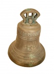 GRANDE SINO DE BRONZE, FUNDIÇÃO CIA IMPORTADORA MECHANICA & FILHOS SÃO PAULO, 1890/1923, DO INDUSTRIAL ALESSANDRO SICILIANO, 34CM. DIAM. X 40CM. ALT, PESO APROXIMADO 25KG