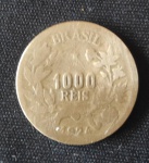 Moeda do Brasil do ano de 1924 com valor facial de 1000 Réis -  peso em 9g  -  25mm,