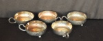 Lote com 5 potes para sorvete em metal espessurado à prata.