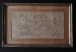 GRAVURA EUROPÉIA  - Antiga figuras de Gladiadores em luta - Med. 32cm x 50cm - Emoldurado e com proteção de vidro.