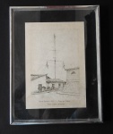 GRAVURA RIO DE JANEIRO 1920   - Morro do Castelo - Velho Mastros de Sinais  - com moldura em alumínio e proteção de vidro -  Med. 34cm x 44cm .