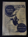COLECIONISMO - CARTAZ DE DIVULGAÇÃO - Filme Rivoli  - É um filme americano de 1929 com o Astro Harold Lloyd - med. 30cm x 42cm