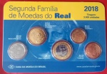 AV2194 - Folder CMB com Serie de 5 Moedas da Segunda Familia do Real - 2018 - Brasil
