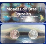 AV2108 - Folder com 2 moedas 1 Cruzeiro - Sesquicentenario da Independencia do Brasil - 1972 - Brasil