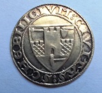 AV1451 - Medalha 700 ANOS da Cidaade de BANSKOSTIAVNICE e Lei de Mineração - Checoslovaquia - Prata (0,987) 3,9g - 28mm -  1949 