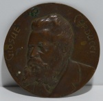 Placa de metal Giosue Carducci, poeta italino, Milão, em bronze, 8 cm