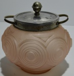Biscoitera vidro rosa fosco 13 cm