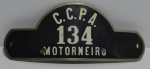 Antiga indentificação (bondes de porto alegre usados nos quepes motorneiro material feito baquelite ingles c,c,p,a companhia Carris Porto Alegre