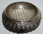 Floreira de metal com banho de prata, diâm. = 23cm