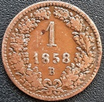 AUSTRIA 1 KREUZER 1858 B . COBRE 3,4 GRAMAS, 19,5 MM . FRANZ JOSEPH I .