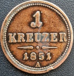 AUSTRIA 1 KREUZER 1851 A . COBRE 5,4 GRAMAS, 22,5 MM . FRANZ JOSEPH I .