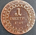 AUSTRIA 1 KREUZER 1812 B. COBRE 3,42 GRAMAS, 25 MM . FRANZ JOSEPH II .