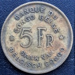 CONGO BELGA 5 FRANCOS 1947 . LATÃO 7,9 GRAMAS, 29 MM. LEOPOLDO III.