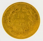 MOEDA EM OURO 10 FRANCOS DE 1863, PESO 3,2 GRAMAS