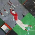 QUADRO - CHARLES LEPAS - GOLF - Serigrafada (1992) - Papel. Med. 68x68 cm. Envidraçado e emoldurado. No estado.
