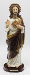 ARTE SACRA - Bela imagem de Sagrado Coração de Jesus em resina policromada. Alt. 32 cm.