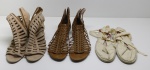 ACESSÓRIOS - Lote de 2 pares de sandálias em couro e uma sapatilha Havaianas. Usadas nº 38.