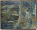 QUADRO - pintura abstrata óleo sobre tela.  Marcas de uso e marcas do tempo, no estado. Med.: 52 x 41,5 cms.
