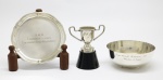 METAL - Lote de peças em metal espessuradas a prata. Med. 10 cm, 13 cm e 5x12 cm.