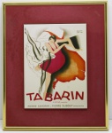 QUADRO - PÔSTER DE PAUL COLIN ( Francês 1892-1985) - "TABARIN", sobre azulejo. Emoldurado. Med. 20x15 cm e 30x25 cm.
