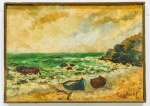 QUADRO -CARVALHÃES P - OST - Marinha. Datada 1973. Med. 33x47 cm.