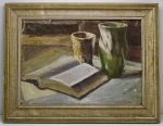 QUADRO -Pintura sobre Eucatex, assinado e datado 1962. Med.